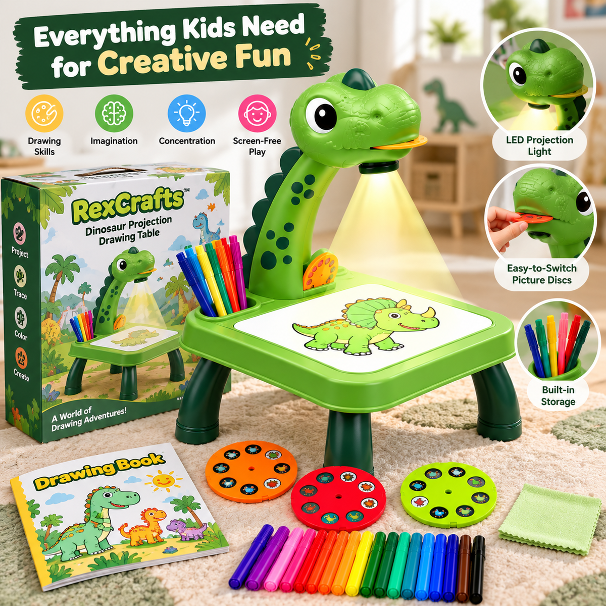 RexCrafts™ Dinosaur Projection Drawing Table